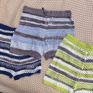 Bundle (3) - Striped Crochet NWOT Men’s Shorts - Blue, Green, Brown Options